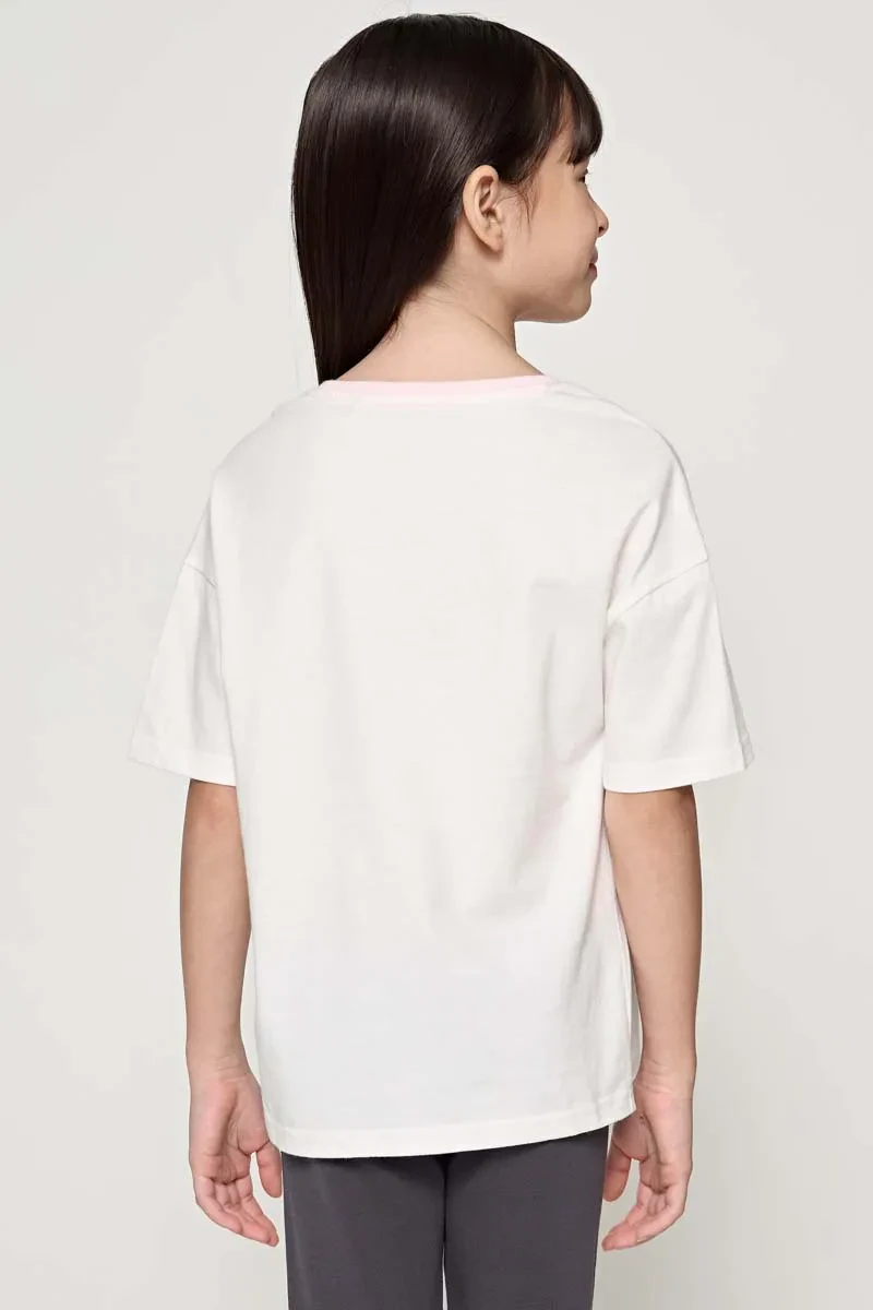 KIDS GIRL SHORT SLEEVE KNIT TEE OFF WHITE