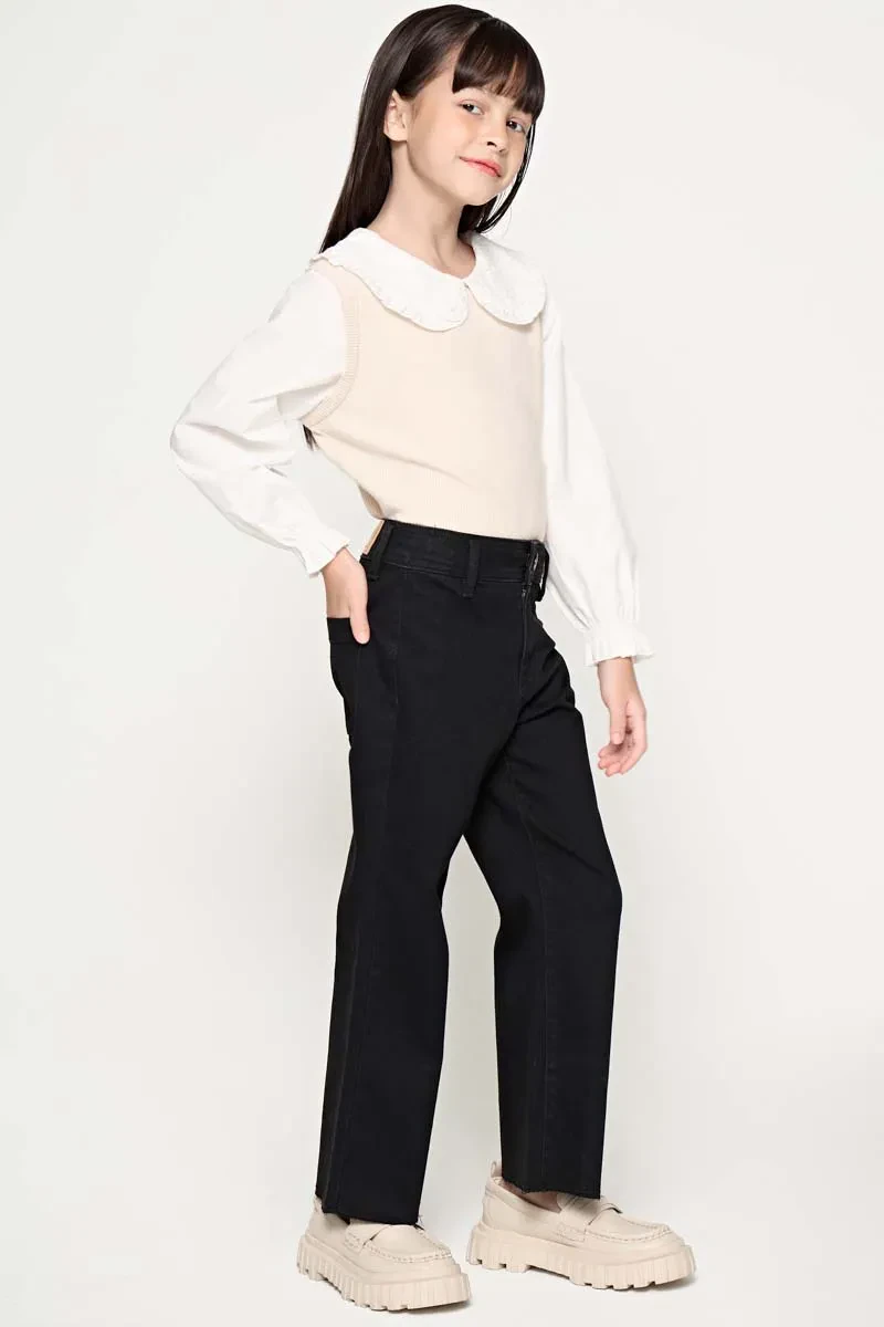 KIDS GIRL ESSENTIAL LONG JEANS  BLACK