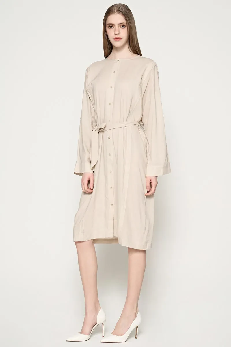 LADIES ESSENTIAL LONG SLEEVE DRESS  KHAKI