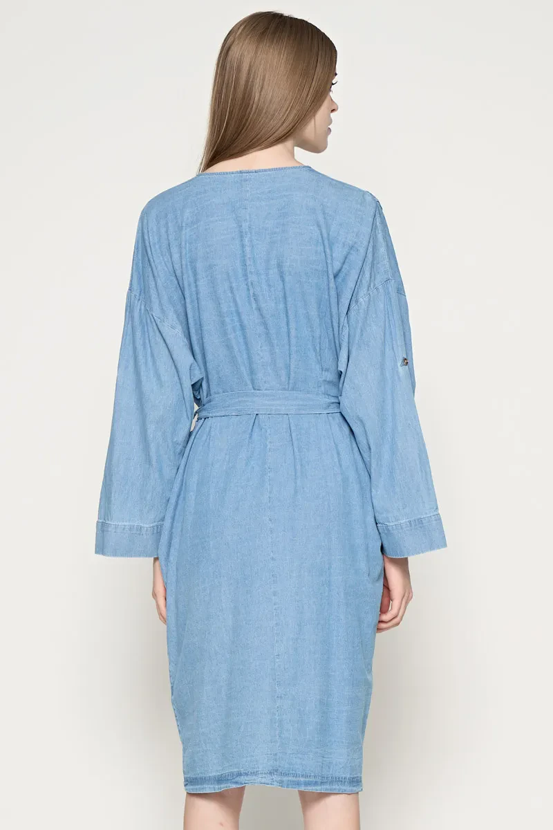 LADIES ESSENTIAL LONG SLEEVE DRESS  BLUE