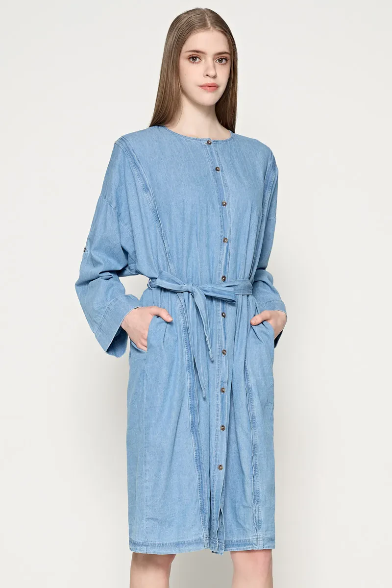 LADIES ESSENTIAL LONG SLEEVE DRESS  BLUE