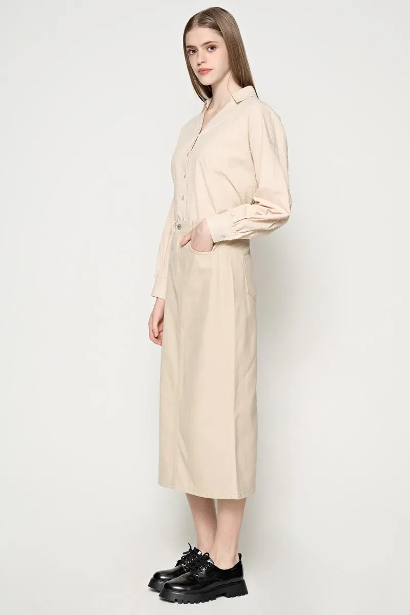 LADIES ESSENTIAL LONG SKIRT  KHAKI