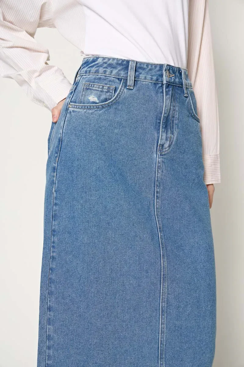 LADIES ESSENTIAL LONG SKIRT  BLUE