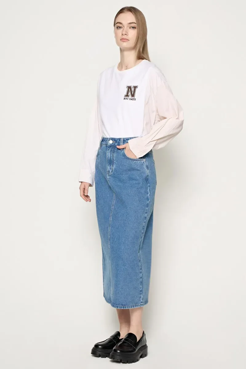 LADIES ESSENTIAL LONG SKIRT  BLUE