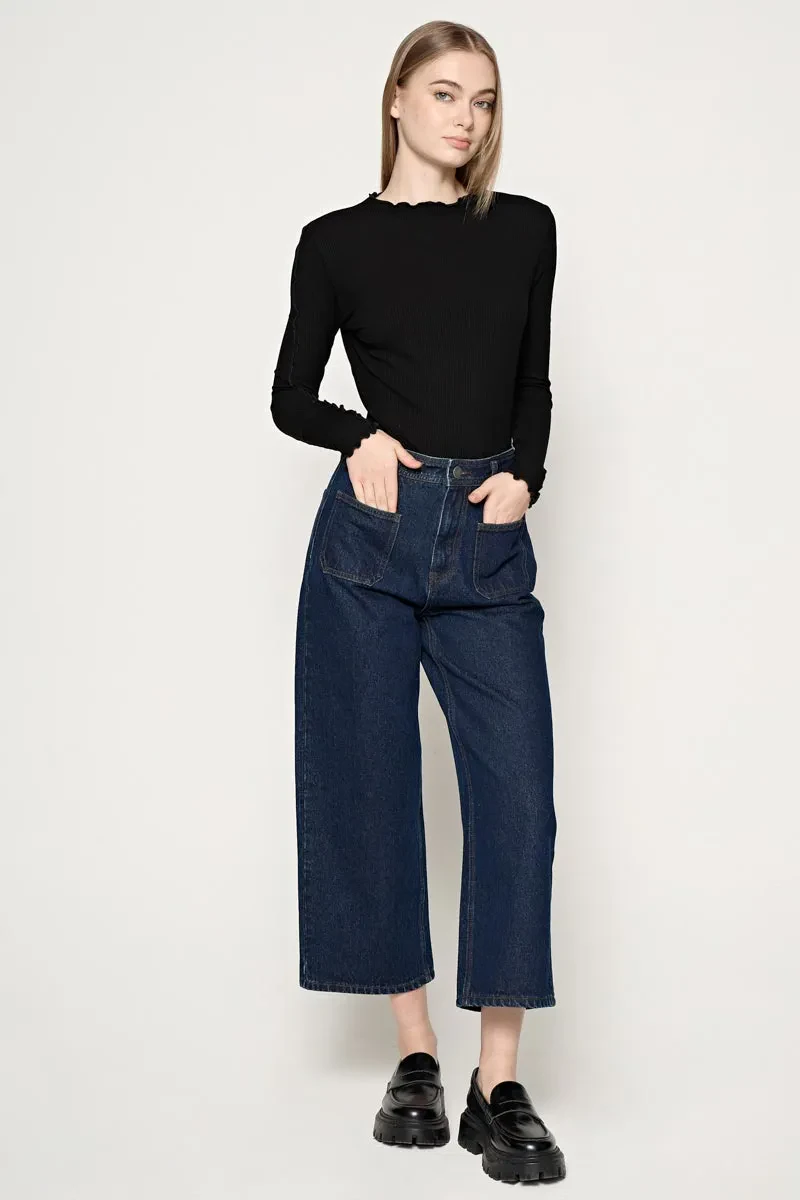 LADIES ESSENTIAL LONG JEANS  NAVY