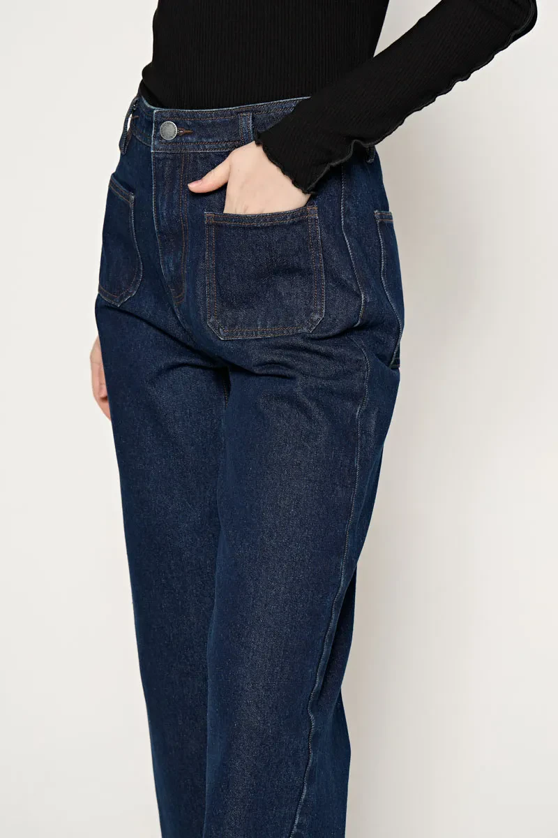 LADIES ESSENTIAL LONG JEANS  NAVY