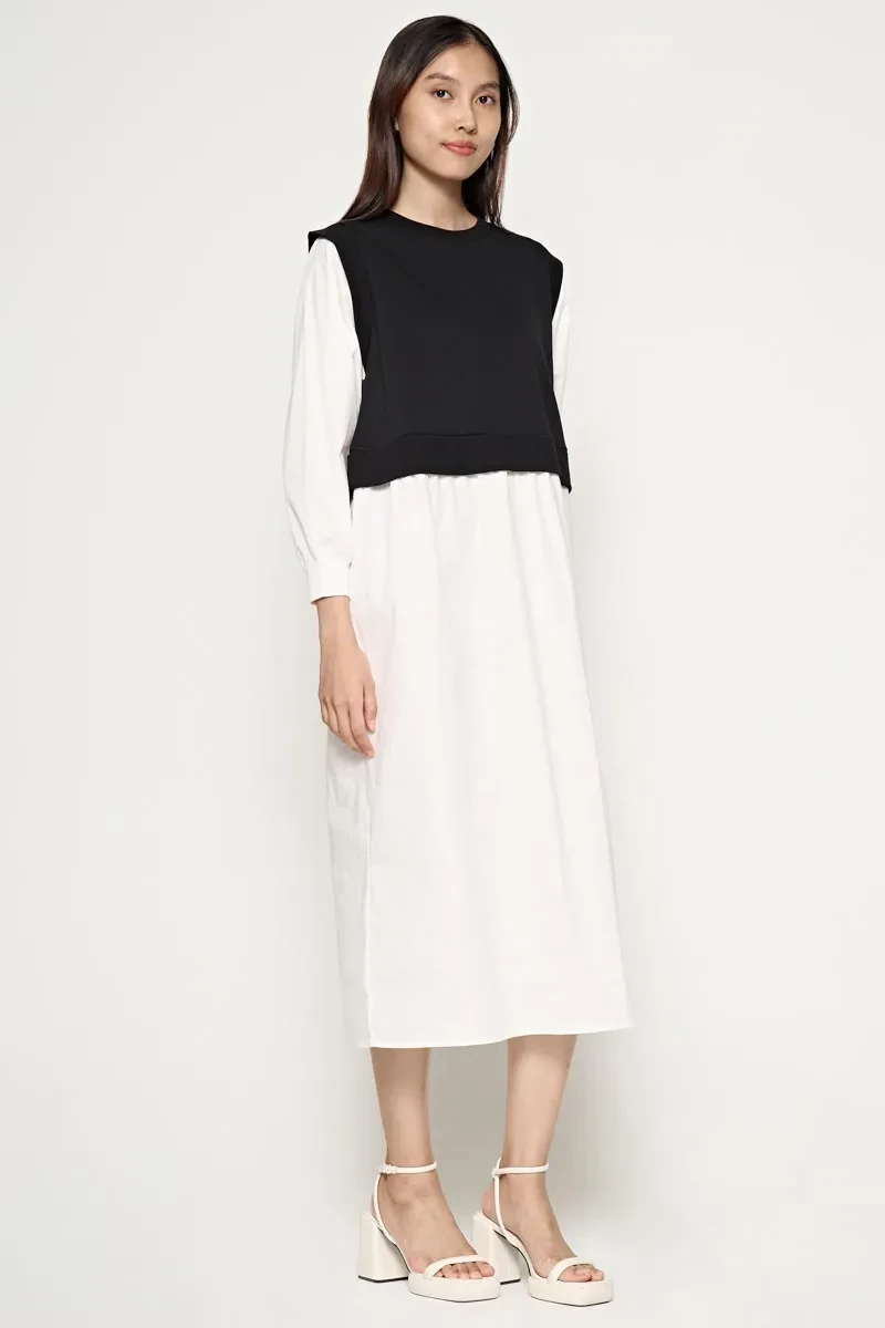 LADIES ESSENTIAL LONG SLEEVE DRESS  BLACK