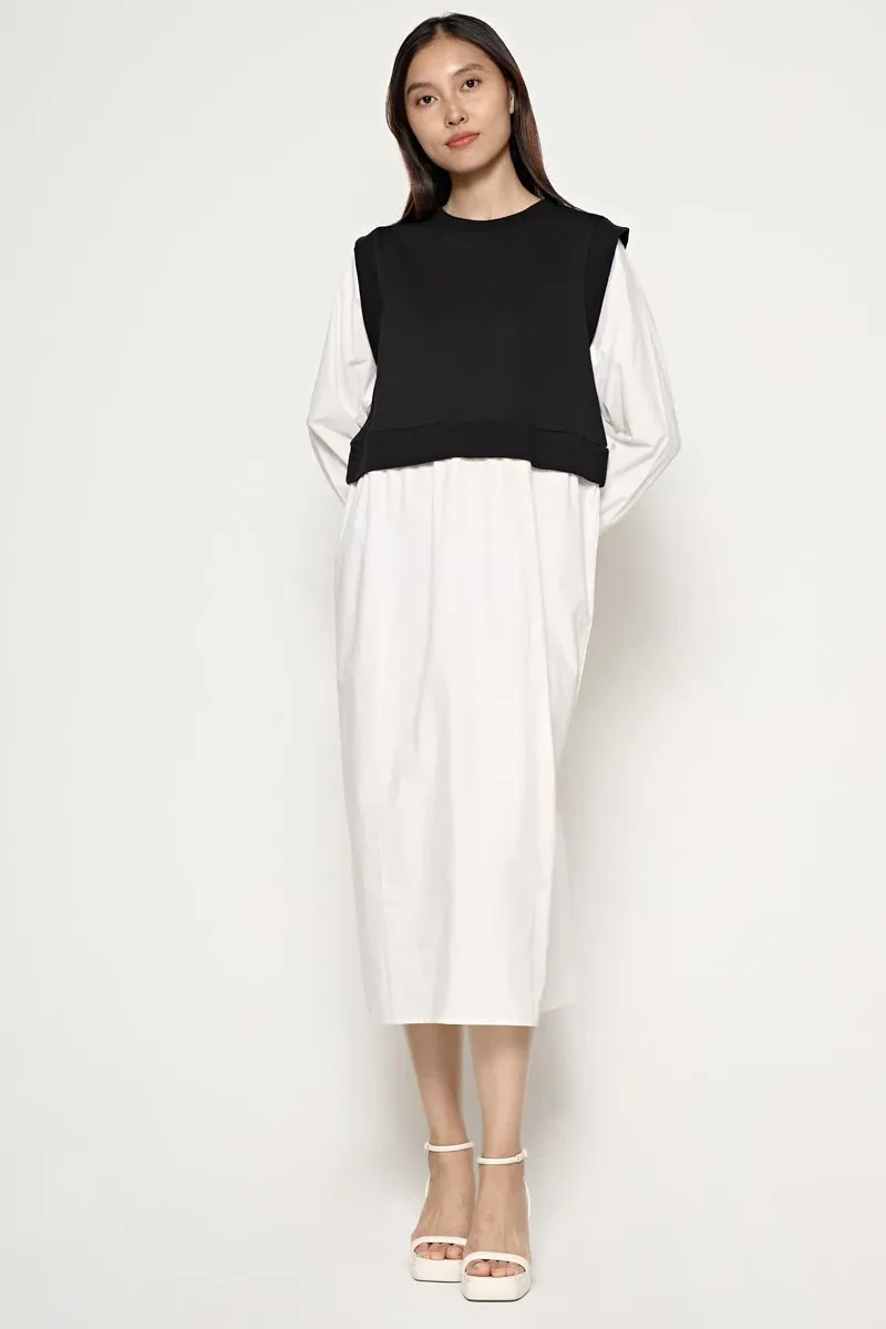 LADIES ESSENTIAL LONG SLEEVE DRESS  BLACK