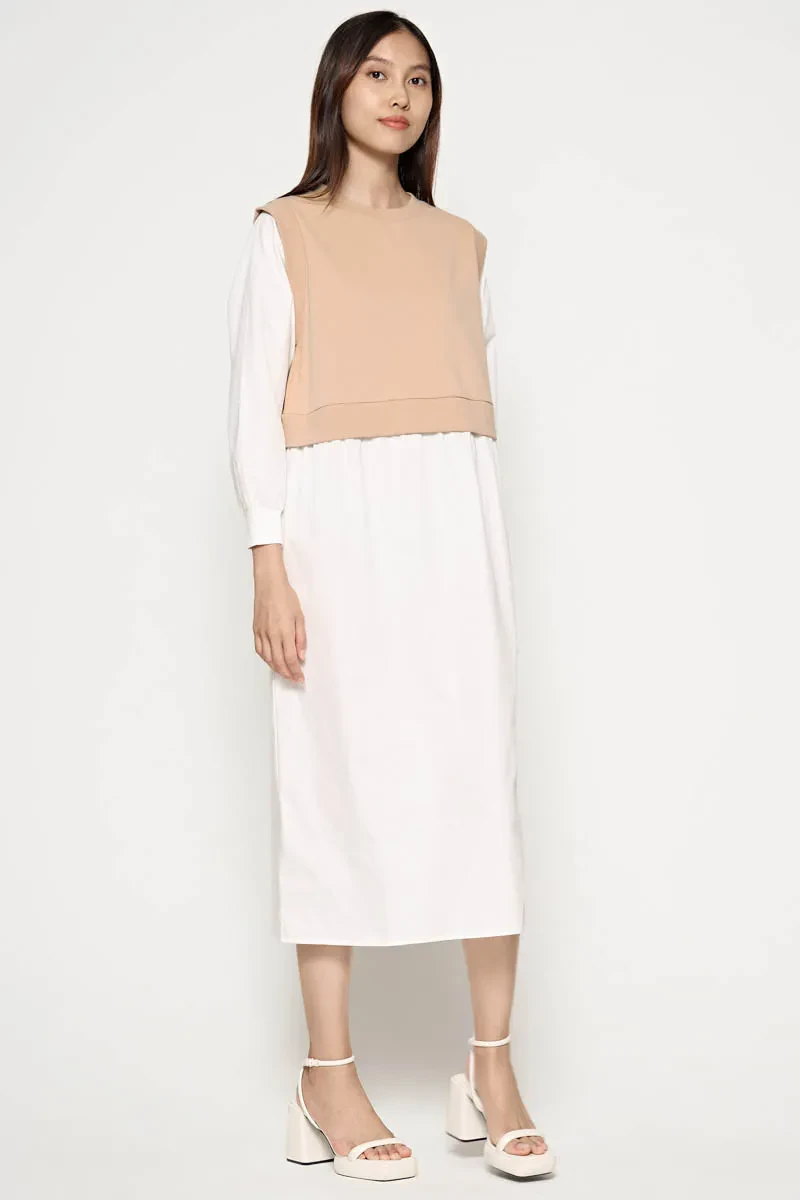 LADIES ESSENTIAL LONG SLEEVE DRESS  KHAKI