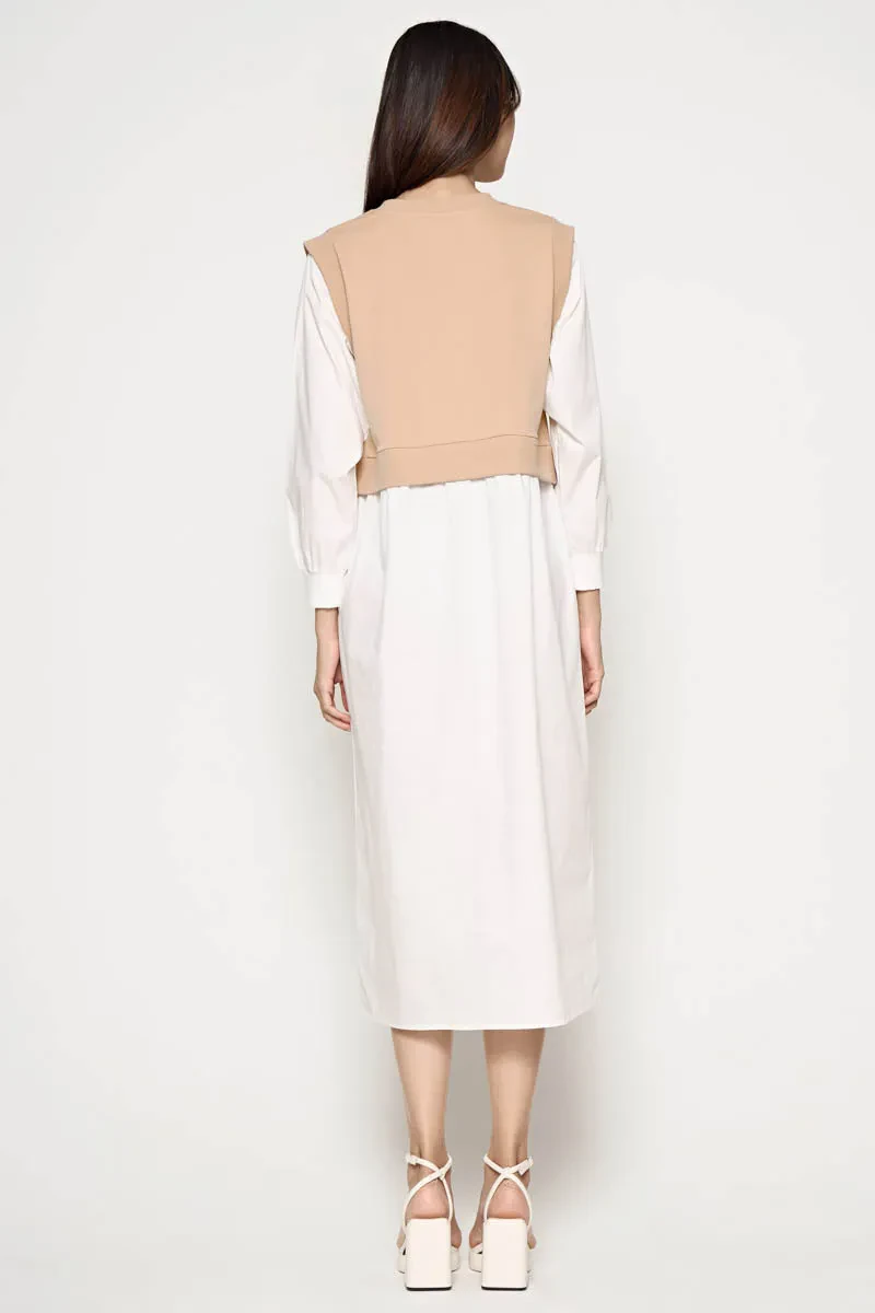 LADIES ESSENTIAL LONG SLEEVE DRESS  KHAKI