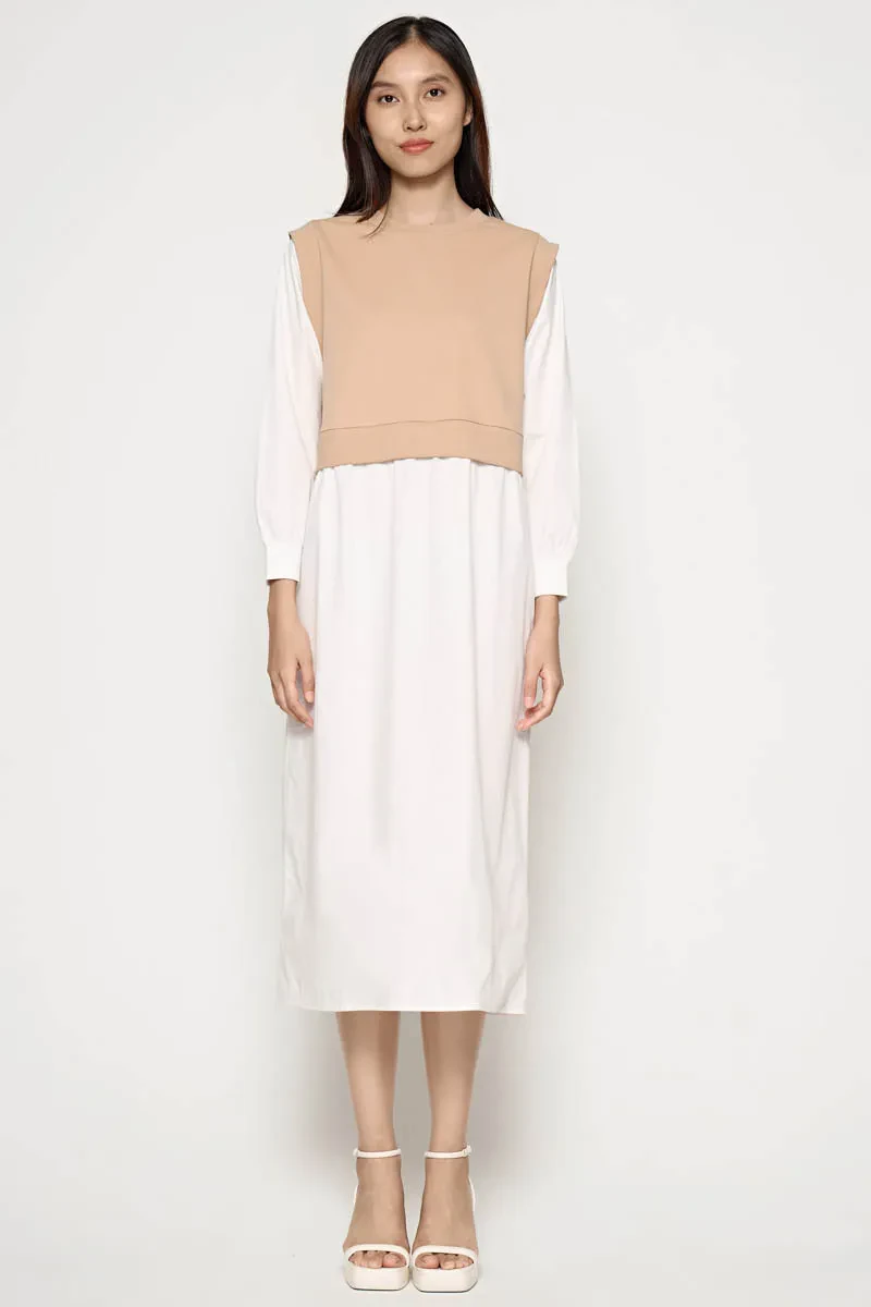 LADIES ESSENTIAL LONG SLEEVE DRESS  KHAKI