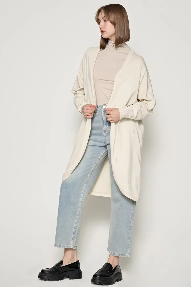 LADIES ESSENTIAL LONG SLEEVE CARDIGAN   BEIGE