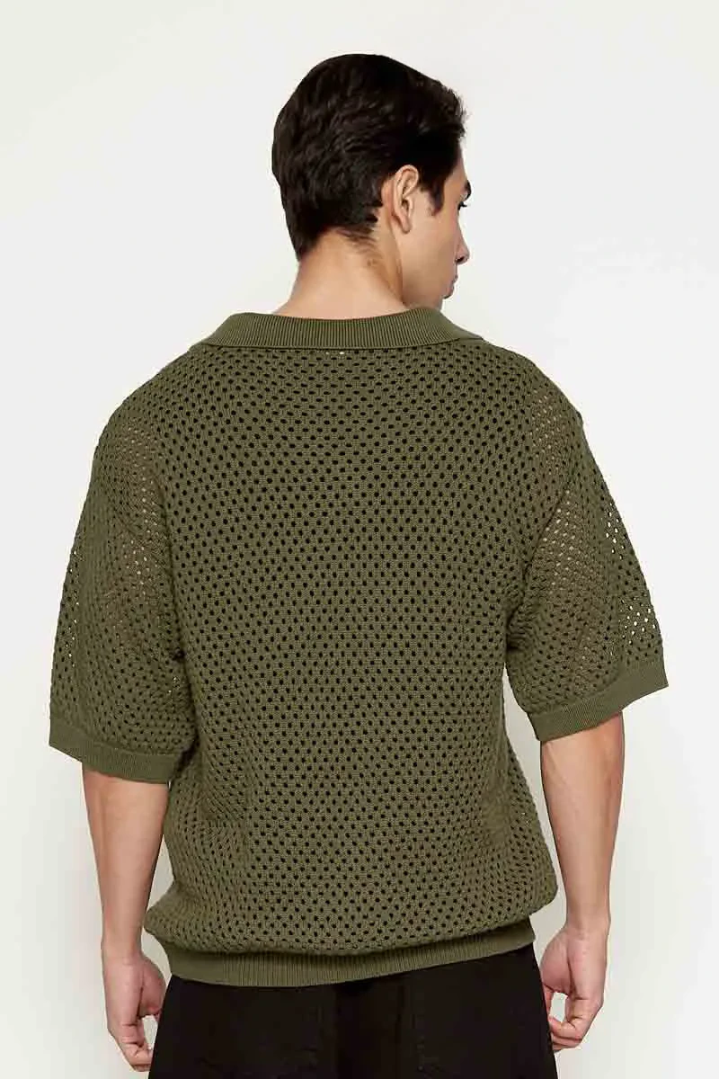 MEN ESSENTIAL SHORT SLEEVE POLO TEE  GREEN
