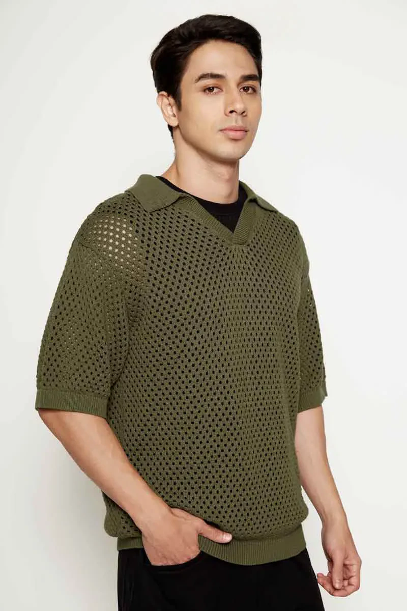 MEN ESSENTIAL SHORT SLEEVE POLO TEE  GREEN