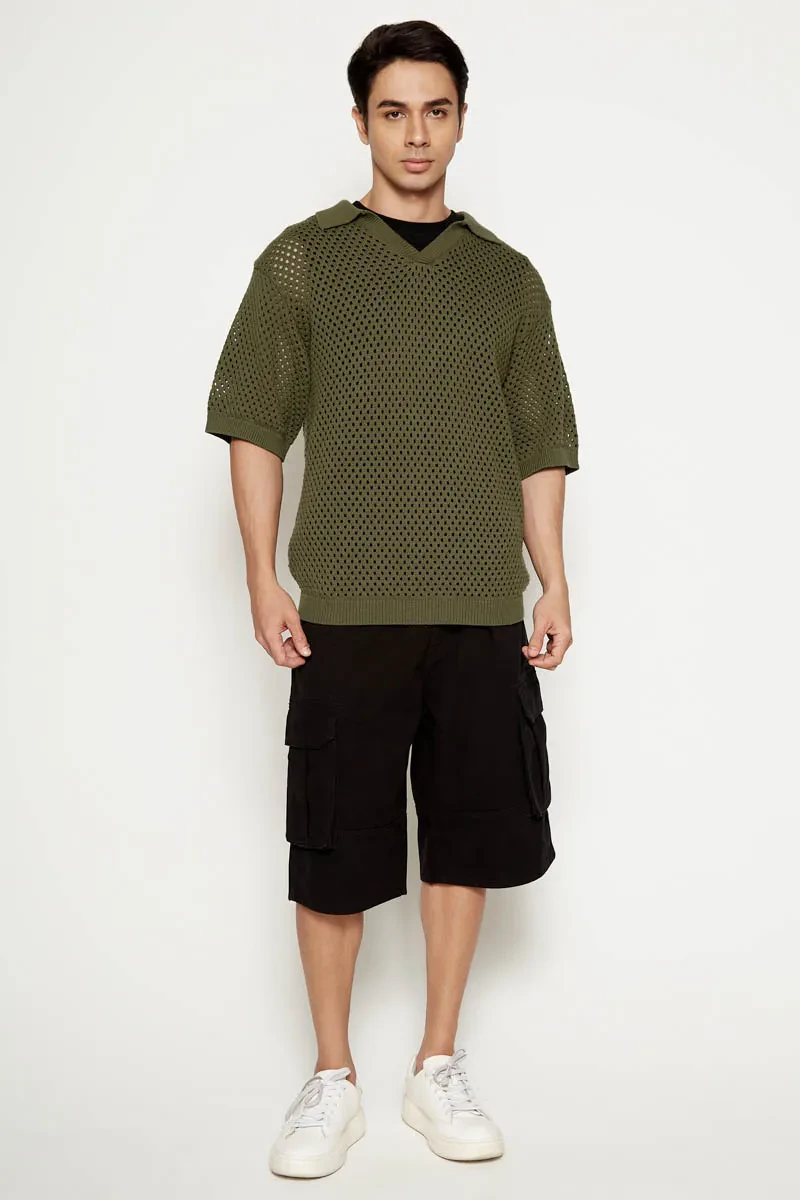 MEN ESSENTIAL SHORT SLEEVE POLO TEE  GREEN