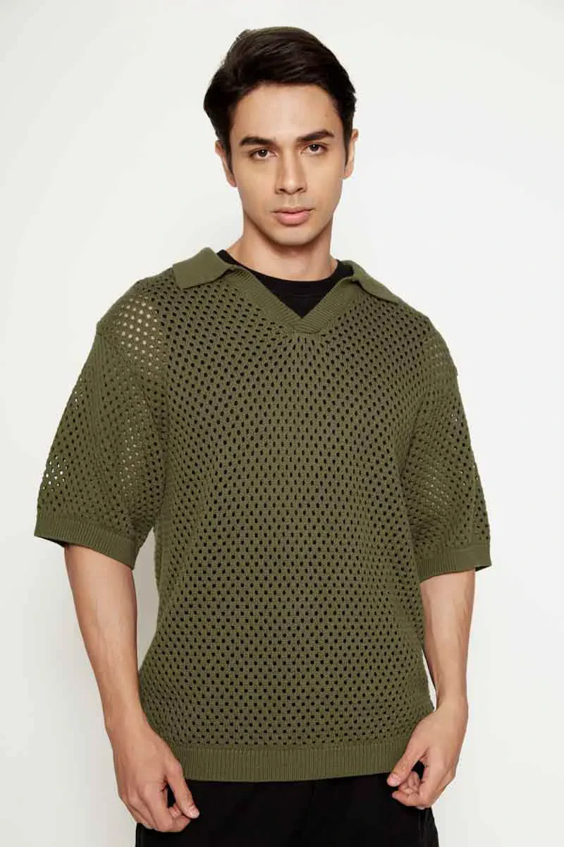MEN ESSENTIAL SHORT SLEEVE POLO TEE  GREEN