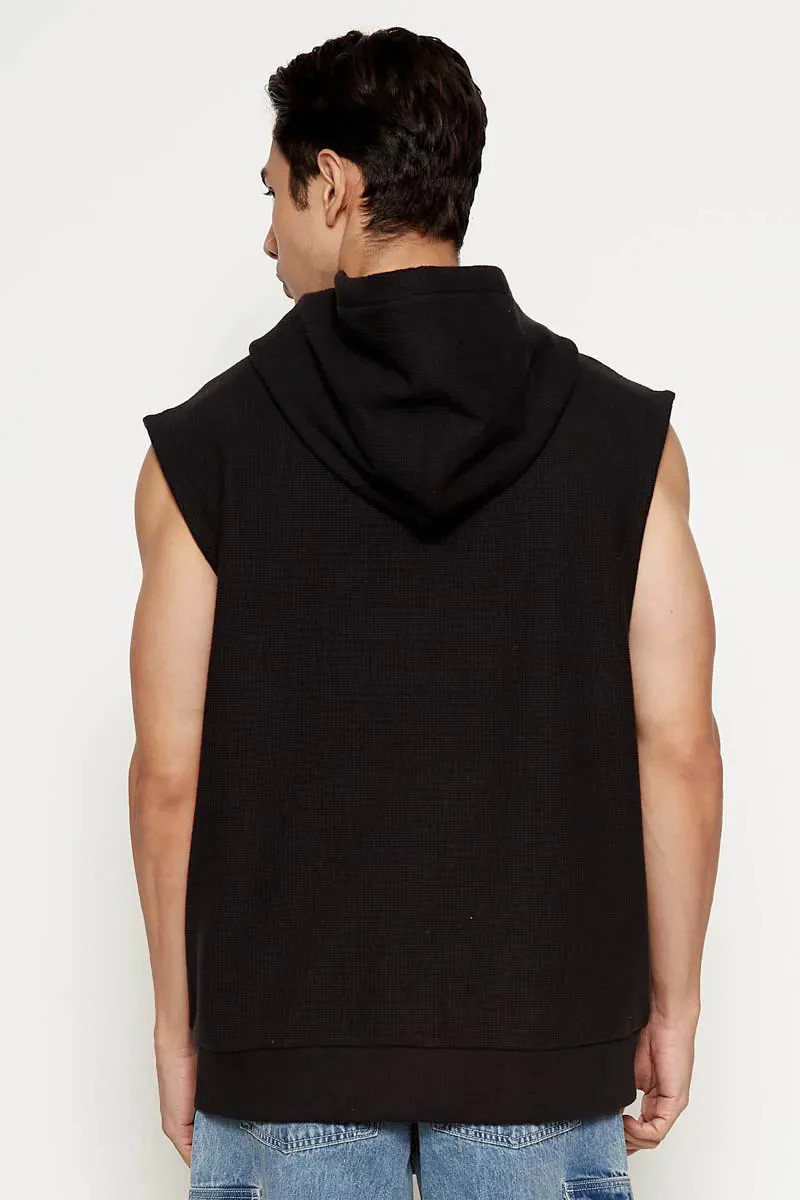 MEN ESSENTIAL SHORT SLEEVE HOODIE   BLACK