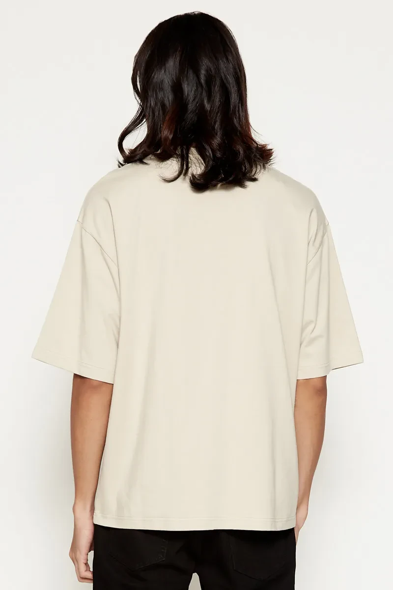 MEN ESSENTIAL SHORT SLEEVE KNIT TEE LT KHAKI