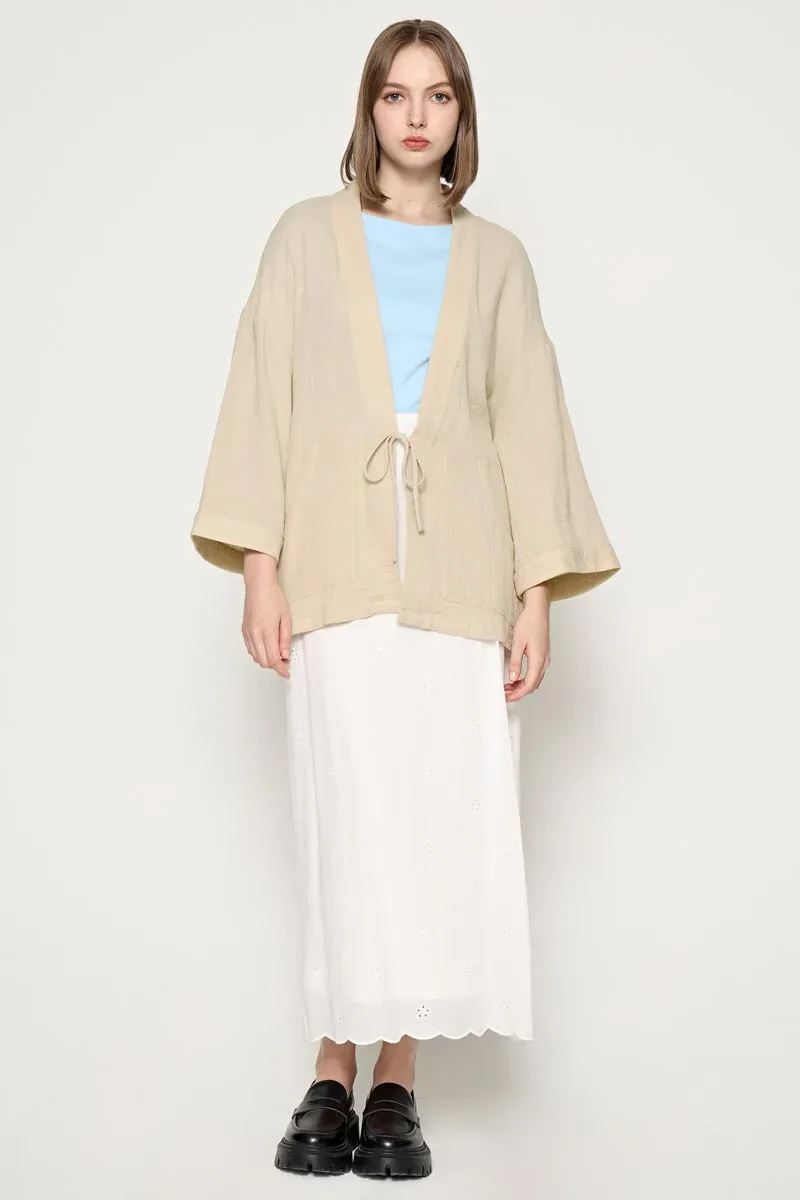 LADIES ESSENTIAL LONG SLEEVE CARDIGAN  KHAKI