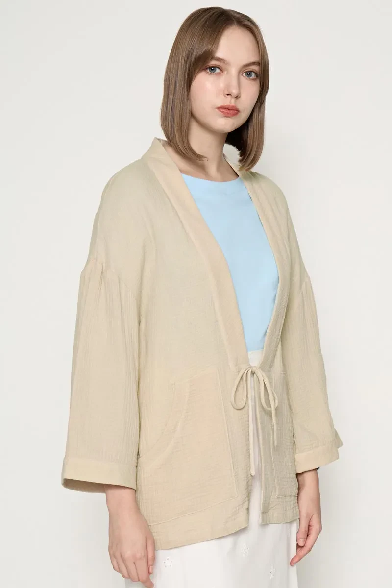 LADIES ESSENTIAL LONG SLEEVE CARDIGAN  KHAKI