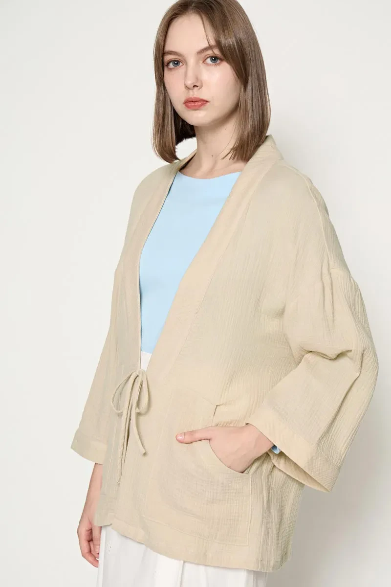 LADIES ESSENTIAL LONG SLEEVE CARDIGAN  KHAKI