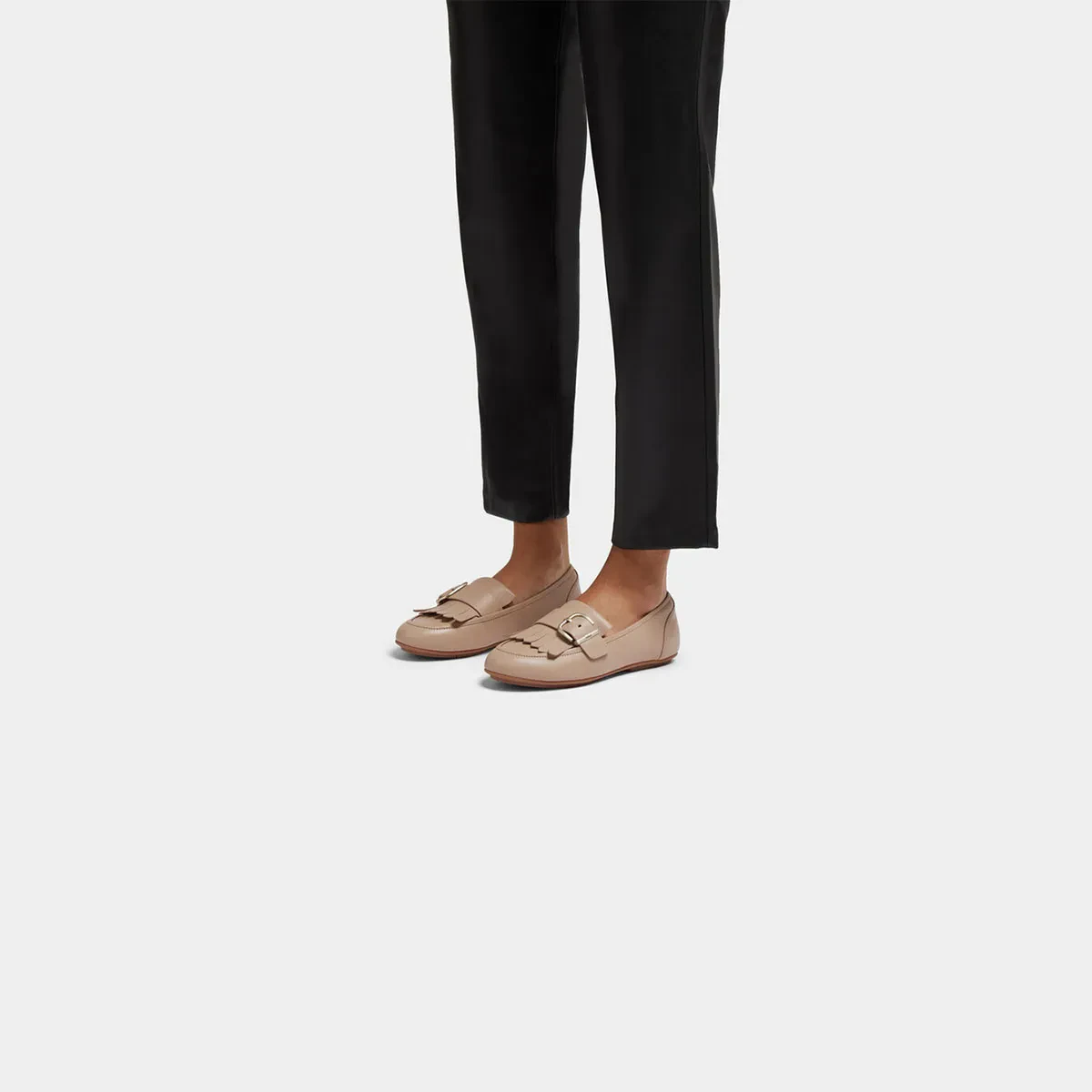 ALLEGRO WOMEN FRINGE BUCKLE LEATHER LOAFERS