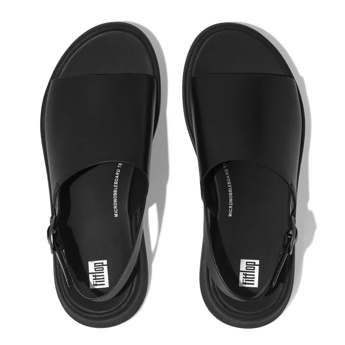 F-MODE WOMEN LEATHER FLATFORMS BACK-STRP SANDALS