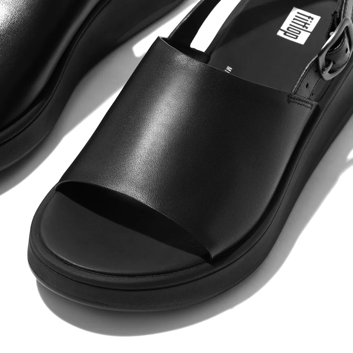 F-MODE WOMEN LEATHER FLATFORMS BACK-STRP SANDALS