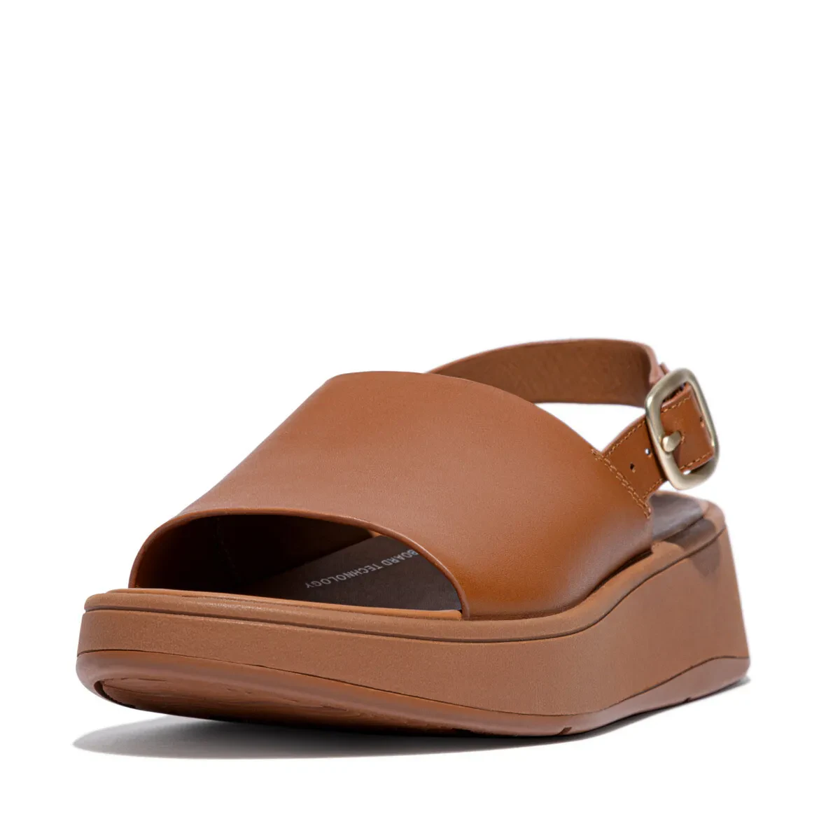 F-MODE WOMEN LEATHER FLATFORMS BACK-STRP SANDALS