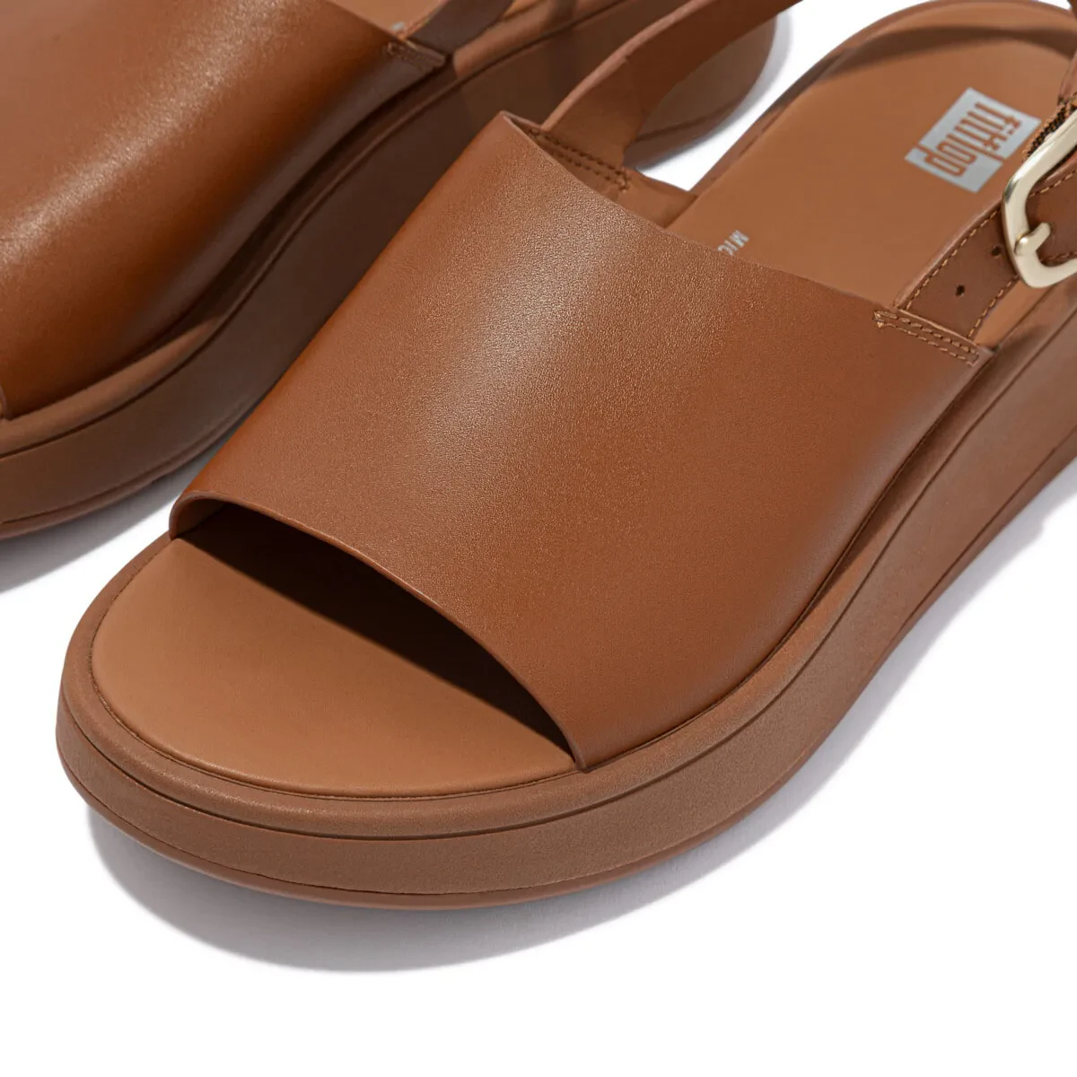 F-MODE WOMEN LEATHER FLATFORMS BACK-STRP SANDALS