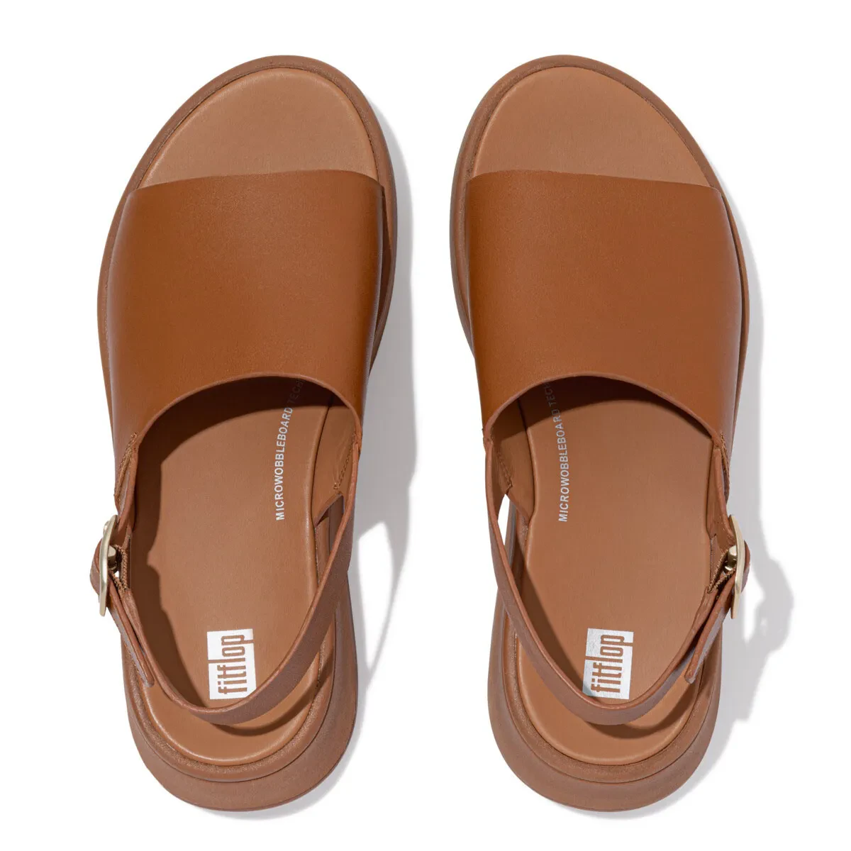 F-MODE WOMEN LEATHER FLATFORMS BACK-STRP SANDALS