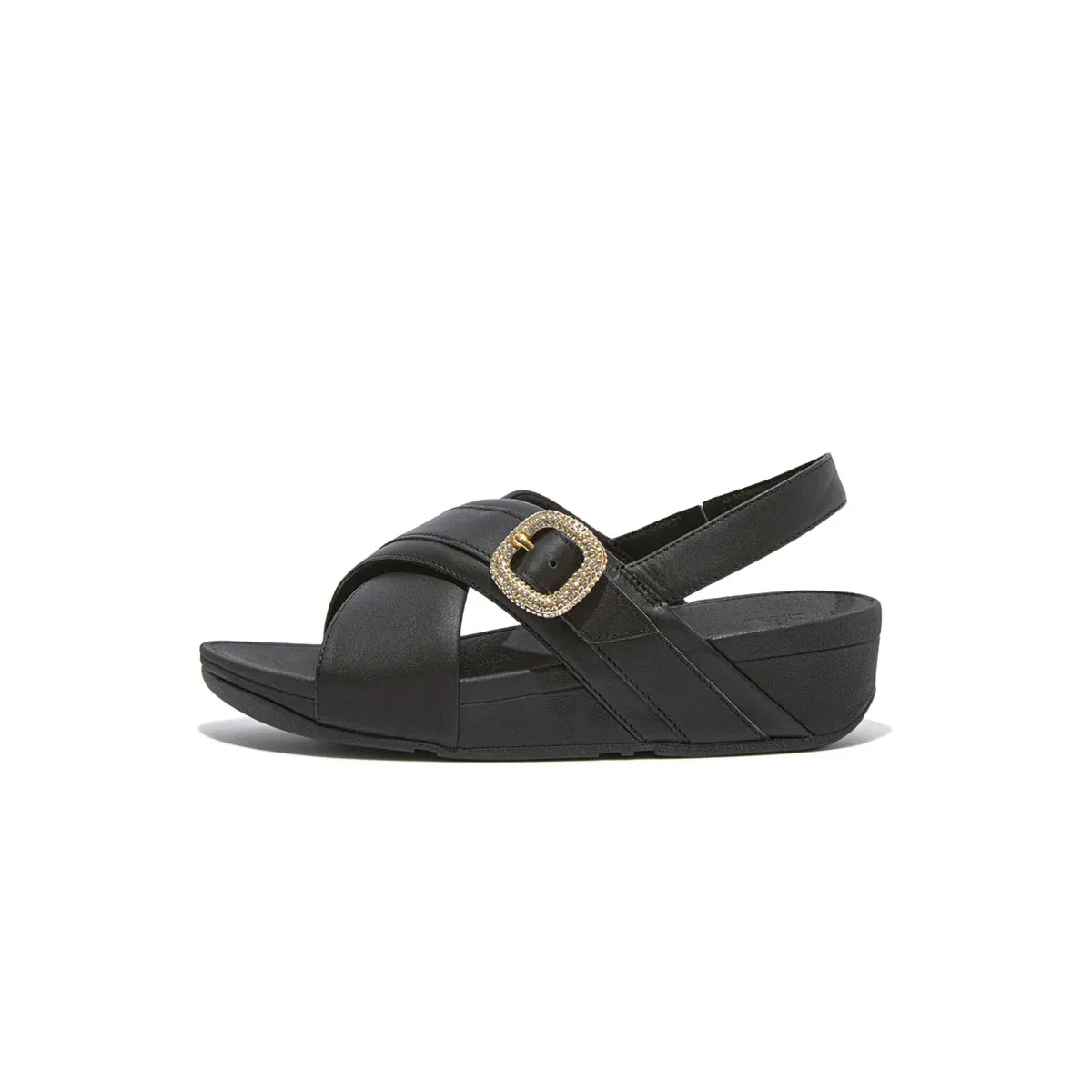 LULU WOMEN CRYSTAL CROSS LEATHER BACK-STRP SANDALS