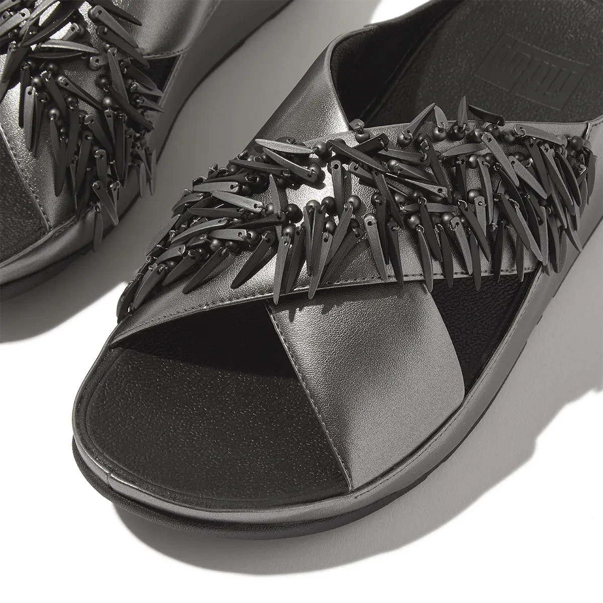 RUMBA WOMEN BEADED METALLIC CROSS SLIDES