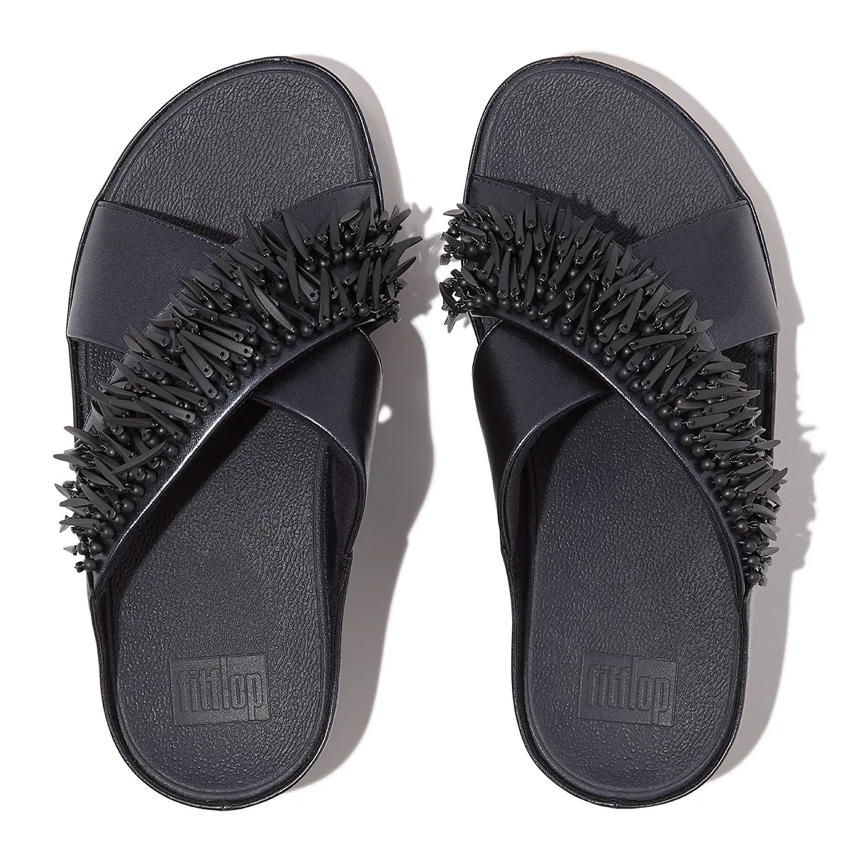 RUMBA WOMEN BEADED METALLIC CROSS SLIDES