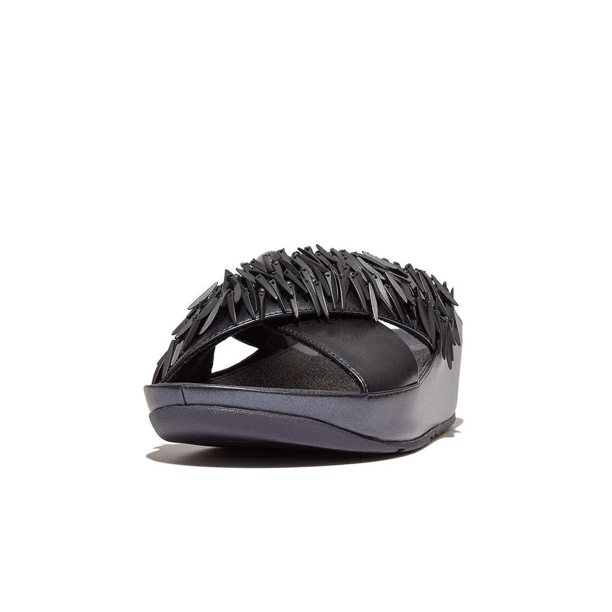 RUMBA WOMEN BEADED METALLIC CROSS SLIDES