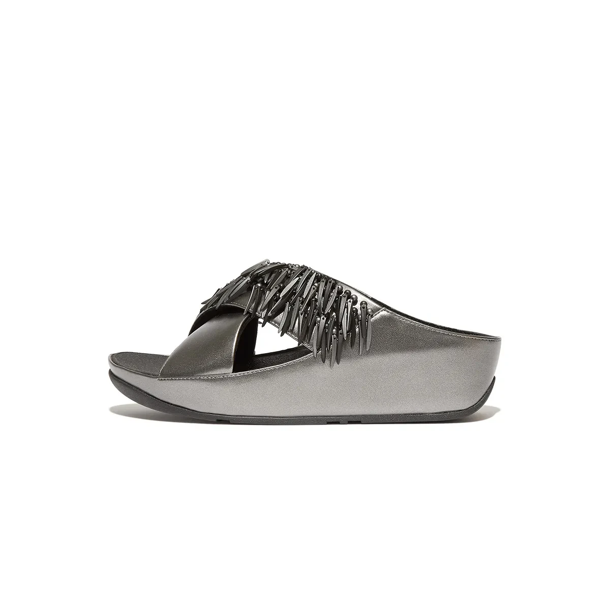 RUMBA WOMEN BEADED METALLIC CROSS SLIDES
