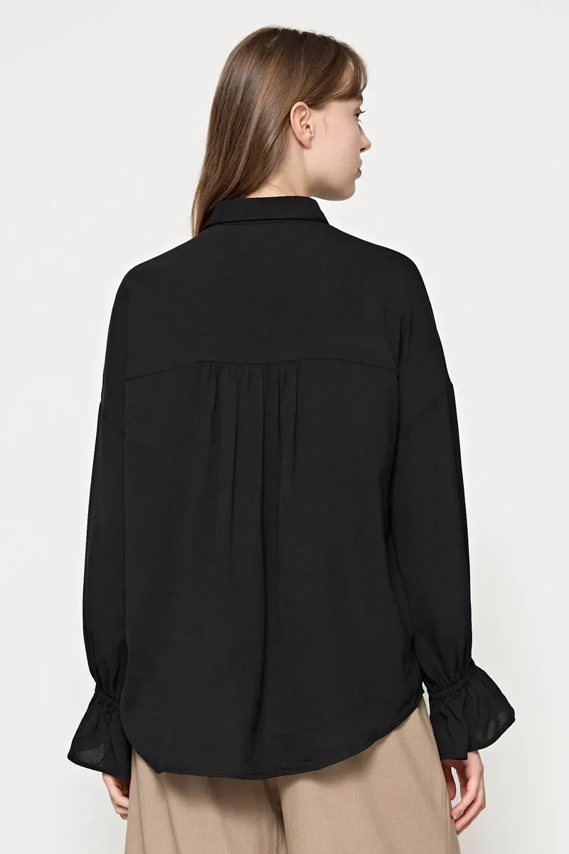 LADIES LONG SLEEVE BLOUSE BLACK