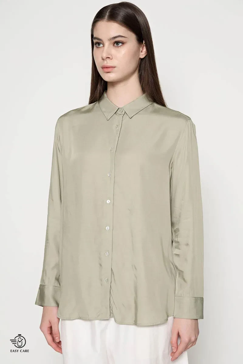 LADIES LONG SLEEVE BLOUSE LIGHT GREEN
