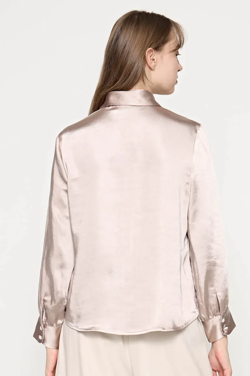 LADIES LONG SLEEVE BLOUSE BEIGE