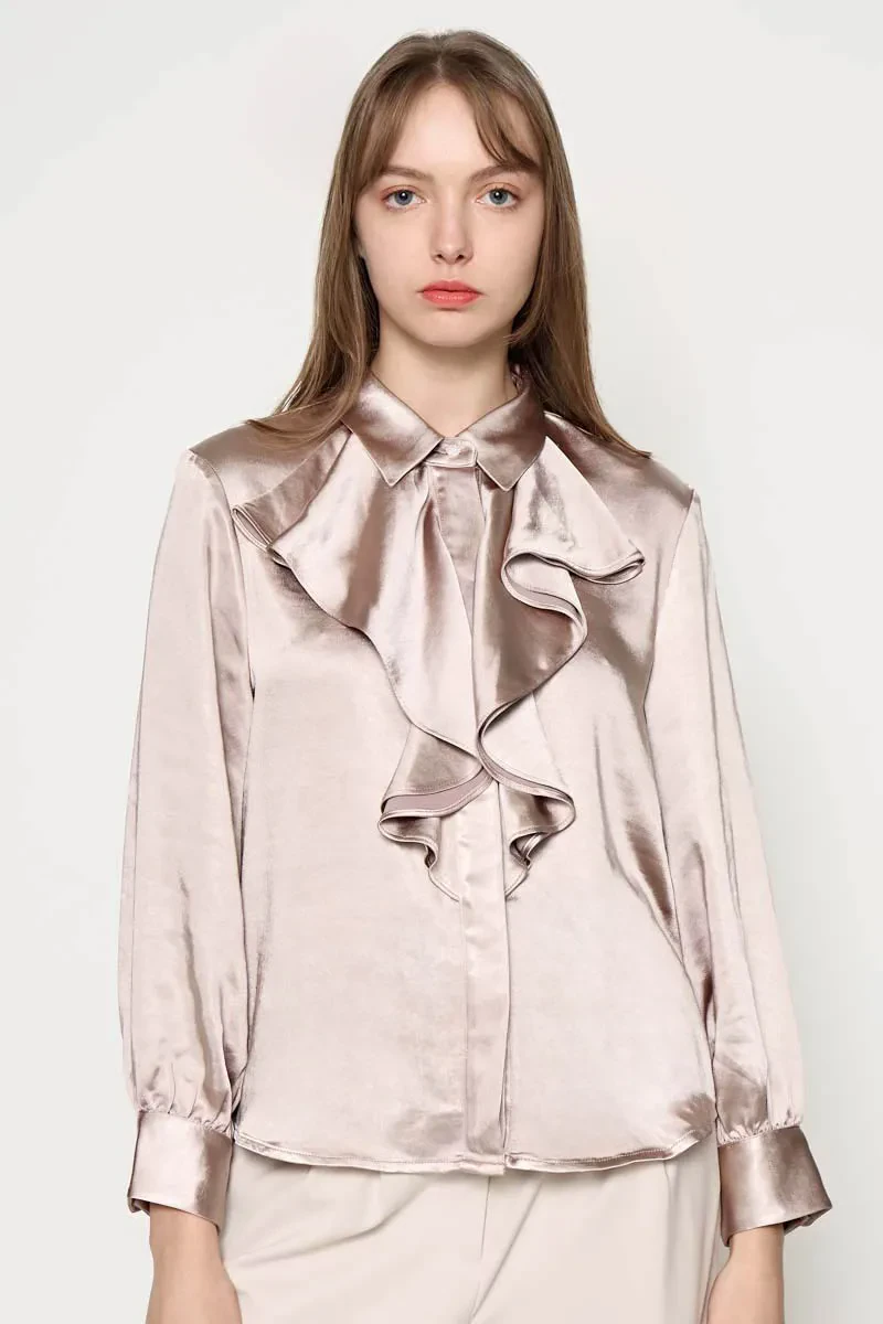LADIES LONG SLEEVE BLOUSE BEIGE
