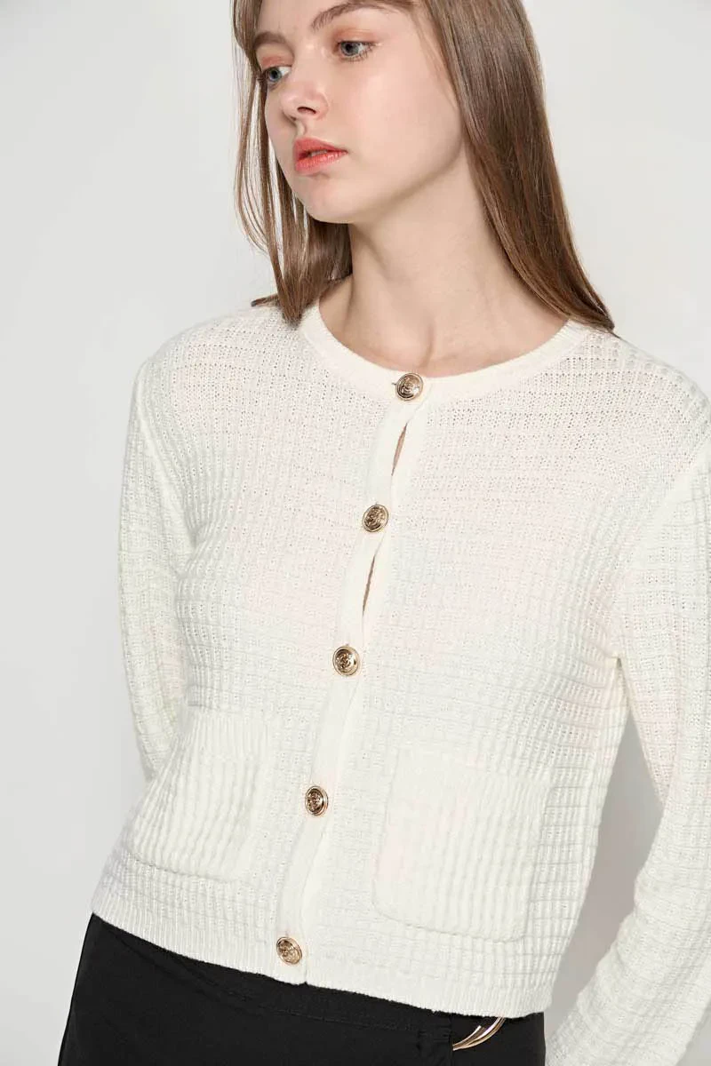 LADIES LONG SLEEVE CARDIGAN CREAM