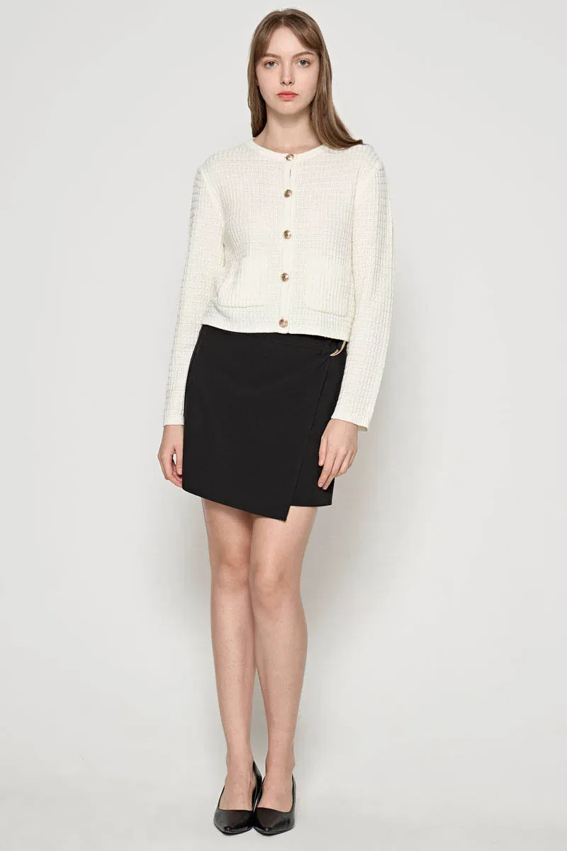 LADIES LONG SLEEVE CARDIGAN CREAM