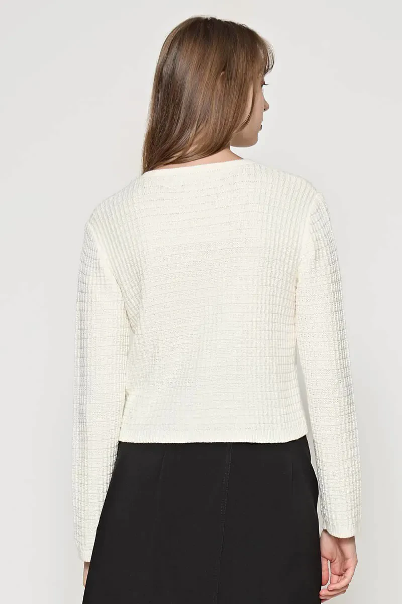 LADIES LONG SLEEVE CARDIGAN CREAM