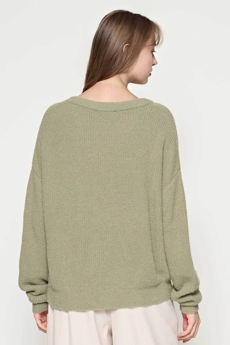 LADIES LONG SLEEVE SWEATER GREEN