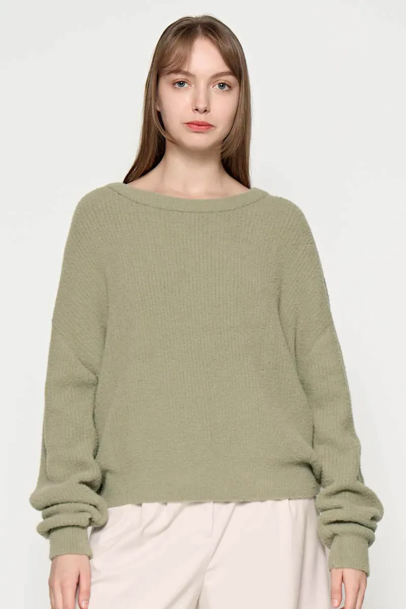 LADIES LONG SLEEVE SWEATER GREEN