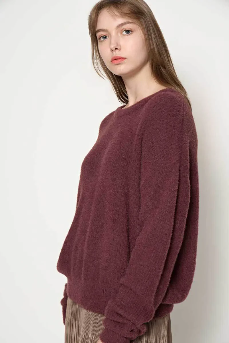 LADIES LONG SLEEVE SWEATER MAROON