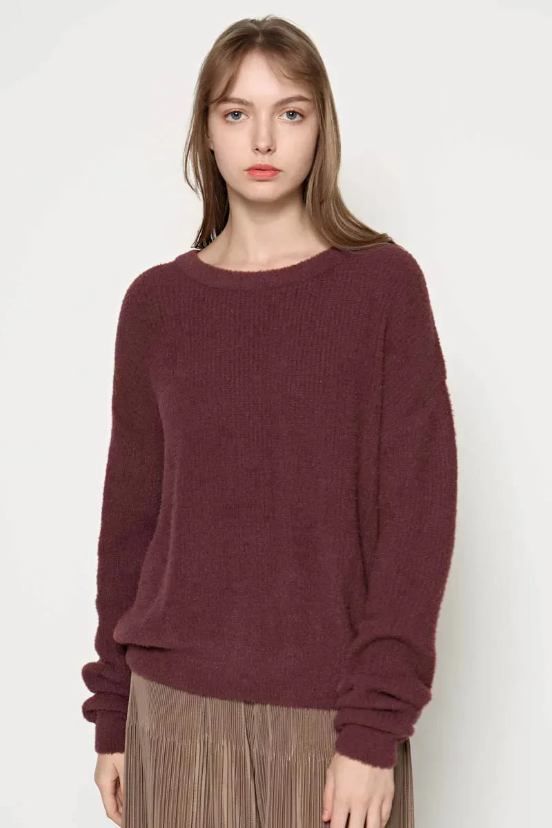 LADIES LONG SLEEVE SWEATER MAROON