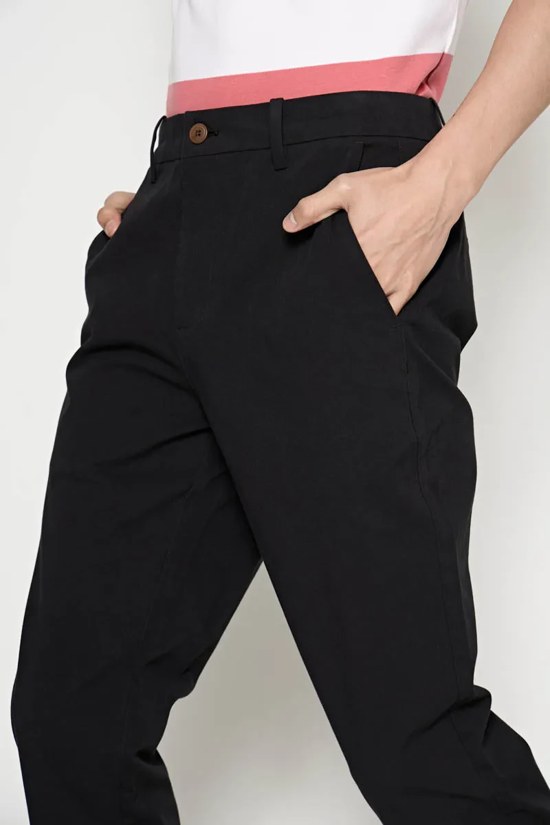MEN CASUAL LONG CHINOS  BLACK