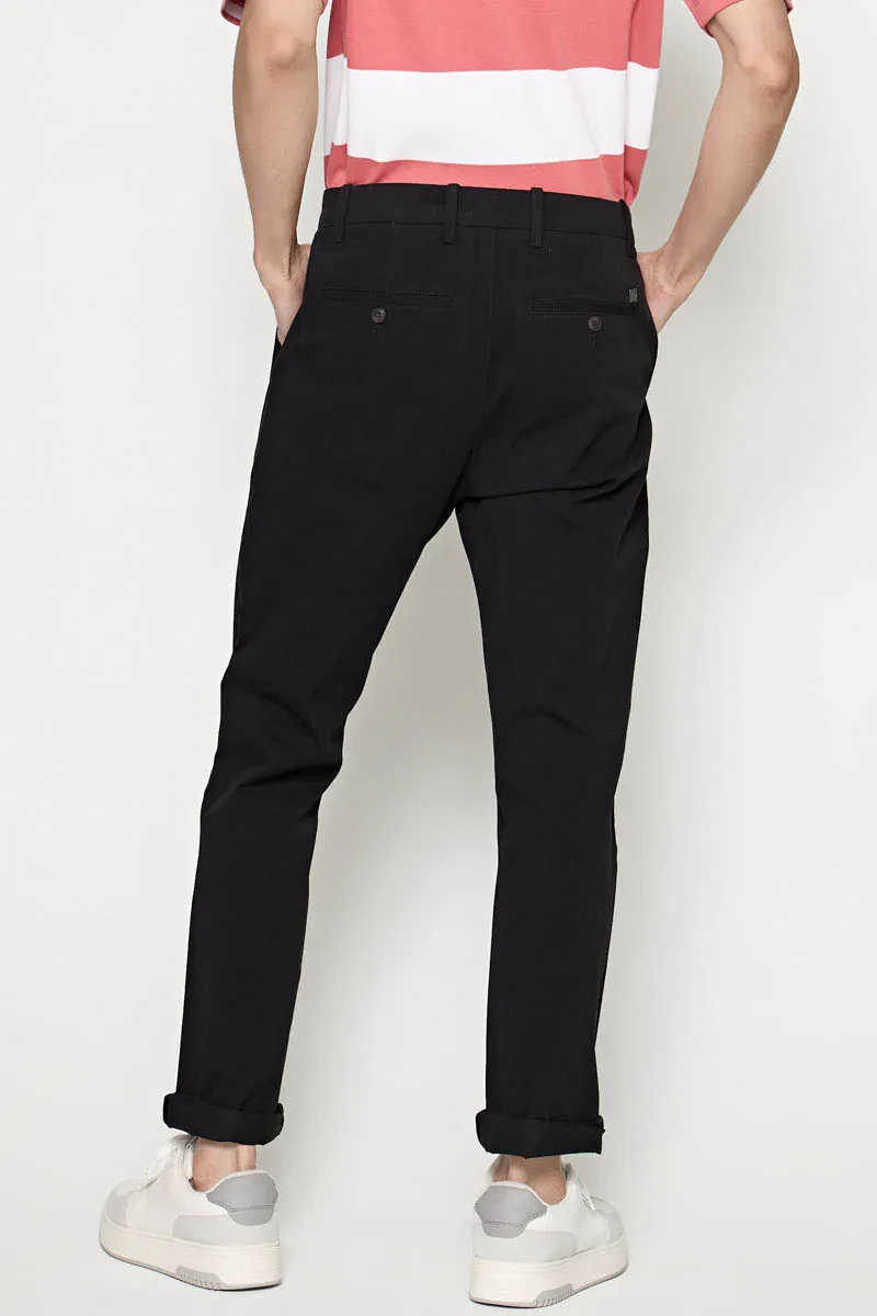 MEN CASUAL LONG CHINOS  BLACK