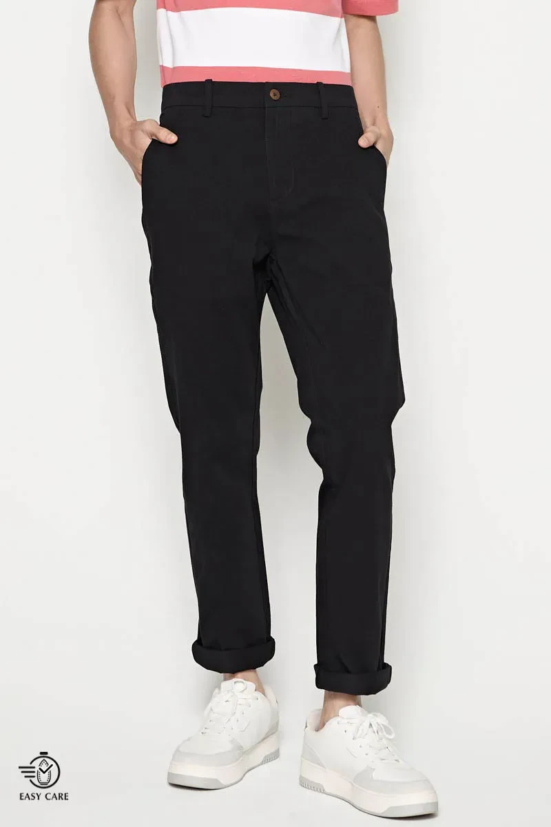 MEN CASUAL LONG CHINOS  BLACK